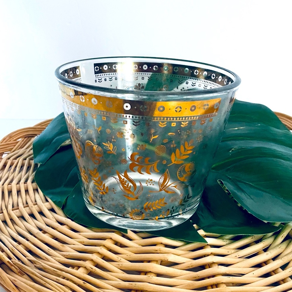 Vintage Ice Bucket Gold & Glass Bowl Mid-Century MCM Hollywood Regency Barware - Picture 12 of 15